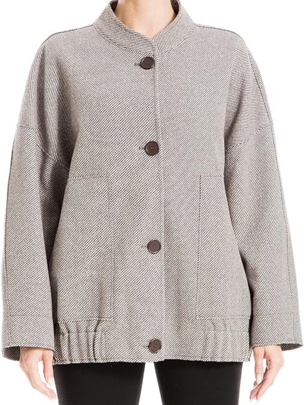 Max Studio Taupe Button-Front Oversized Cardigan Jacket